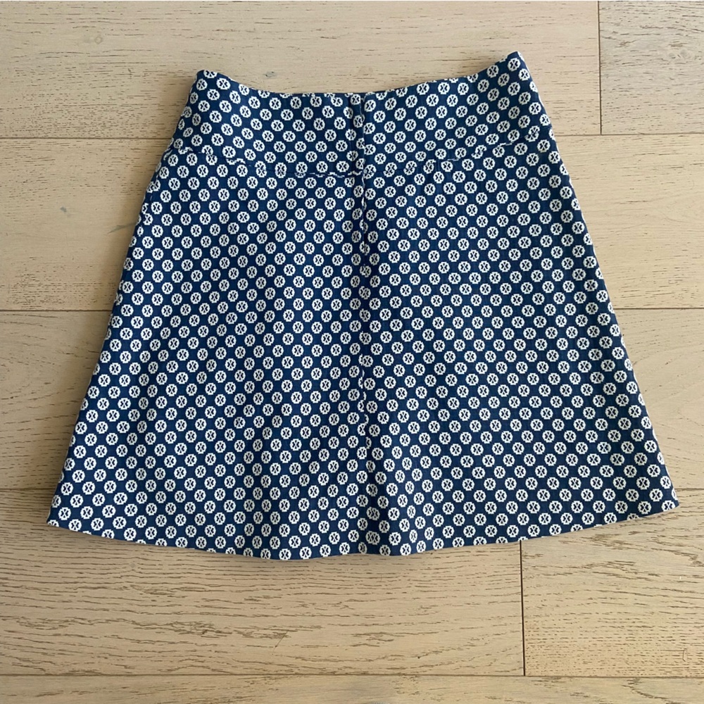 MAEVE Anthropologie Blue White Pleated Mini Skirt Size 4 Coastal Preppy EUC - Picture 3 of 7